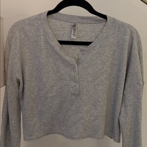 Skims Long Sleeve Henley Crop Top